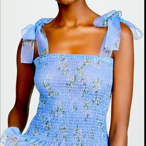 Amanda Uprichard Amara Smoked Top in Blue - Never Worn